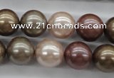 CSB1141 15.5 inches 14mm round mixed color shell pearl beads