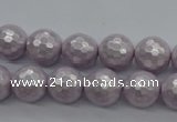 CSB1181 15.5 inches 8mm faceted round shell pearl beads