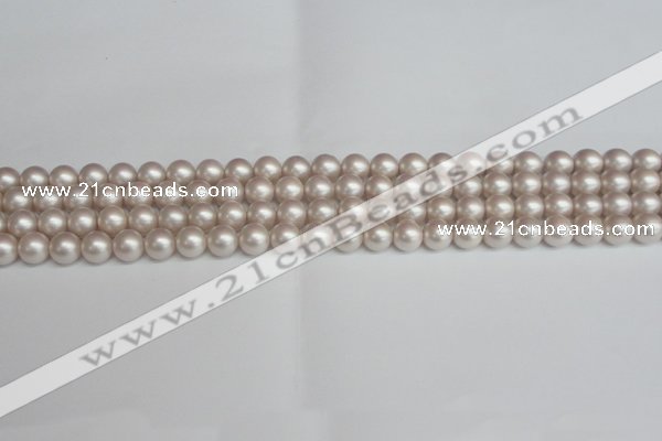 CSB1355 15.5 inches 4mm matte round shell pearl beads wholesale
