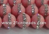 CSB1509 15.5 inches 14mm round shell pearl with rhinestone beads
