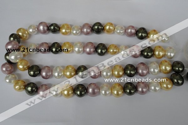 CSB156 15.5 inches 12*15mm – 13*16mm oval mixed color shell pearl beads