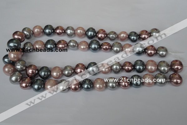 CSB159 15.5 inches 12*15mm – 13*16mm oval mixed color shell pearl beads