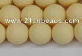 CSB1803 15.5 inches 10mm faceetd round matte shell pearl beads