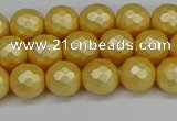 CSB1811 15.5 inches 6mm faceetd round matte shell pearl beads