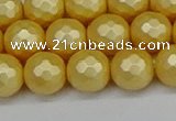 CSB1813 15.5 inches 10mm faceetd round matte shell pearl beads
