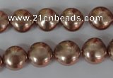 CSB182 15.5 inches 12mm flat round shell pearl beads wholesale