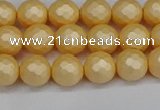 CSB1821 15.5 inches 6mm faceetd round matte shell pearl beads