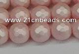 CSB1834 15.5 inches 12mm faceetd round matte shell pearl beads