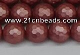 CSB1864 15.5 inches 12mm faceetd round matte shell pearl beads