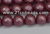 CSB1871 15.5 inches 6mm faceetd round matte shell pearl beads