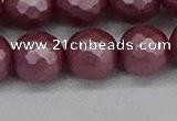 CSB1875 15.5 inches 14mm faceetd round matte shell pearl beads