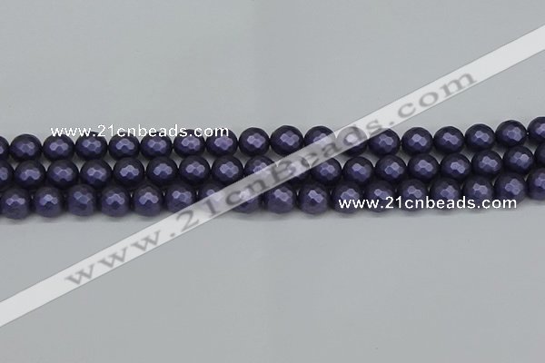 CSB1892 15.5 inches 8mm faceted round matte shell pearl beads