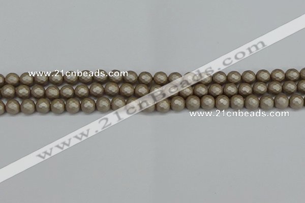 CSB1901 15.5 inches 6mm faceted round matte shell pearl beads