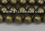 CSB1911 15.5 inches 6mm faceted round matte shell pearl beads