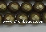 CSB1913 15.5 inches 10mm faceted round matte shell pearl beads