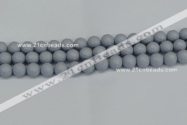CSB1934 15.5 inches 12mm faceted round matte shell pearl beads