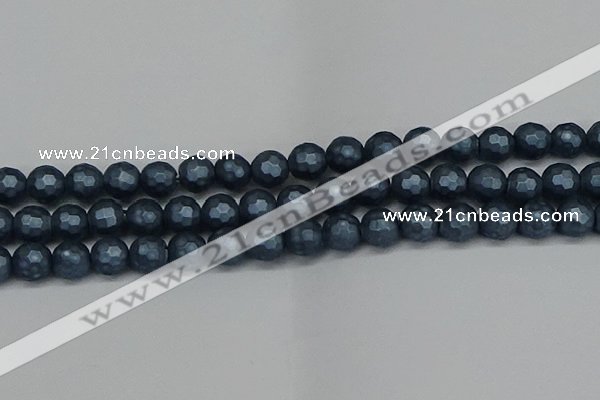 CSB1974 15.5 inches 12mm faceted round matte shell pearl beads