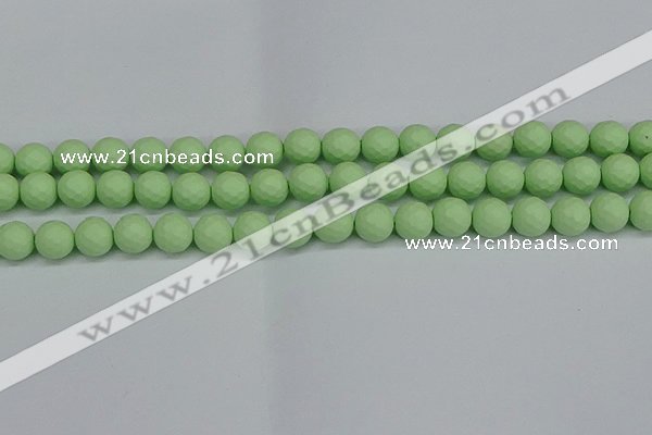 CSB1992 15.5 inches 8mm faceted round matte shell pearl beads