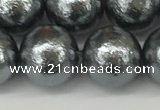 CSB2295 15.5 inches 14mm round wrinkled shell pearl beads wholesale