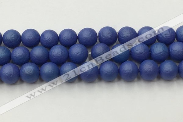 CSB2576 15.5 inches 16mm round matte wrinkled shell pearl beads