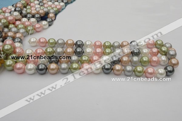 CSB357 15.5 inches 12mm round mixed color shell pearl beads
