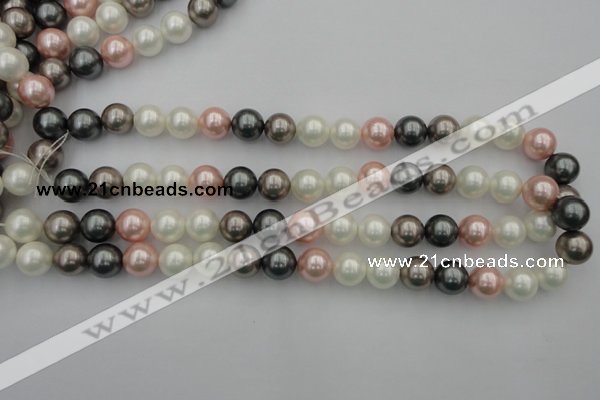 CSB358 15.5 inches 12mm round mixed color shell pearl beads