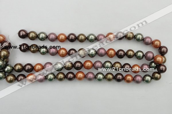 CSB368 15.5 inches 12mm round mixed color shell pearl beads