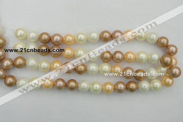 CSB371 15.5 inches 14mm round mixed color shell pearl beads