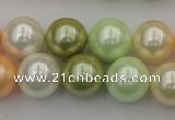 CSB379 15.5 inches 14mm round mixed color shell pearl beads