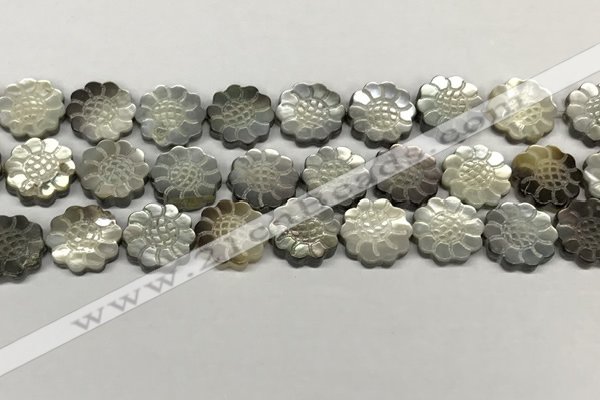 CSB4105 15.5 inches 15mm carved flower abalone shell beads