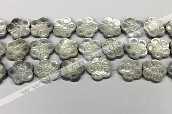 CSB4107 15.5 inches 20mm carved flower abalone shell beads