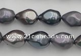 CSB418 12*15.5mm faceted teardrop mixed color shell pearl beads