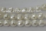 CSB451 15.5 inches 8mm faceted round shell pearl beads