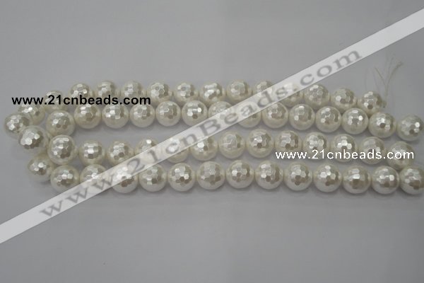 CSB453 15.5 inches 12mm faceted round shell pearl beads