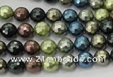 CSB530 15.5 inches 8mm faceted round mixed color shell pearl beads