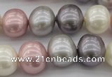 CSB694 15.5 inches 13*15mm oval mixed color shell pearl beads
