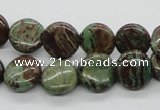 CSD01 15.5 inches 12mm flat round dyed stripe jasper gemstone beads