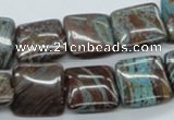 CSD29 15.5 inches 16*16mm square dyed stripe jasper gemstone beads