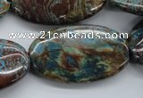 CSD49 15.5 inches 20*30mm oval dyed stripe jasper gemstone beads