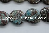 CSD57 15.5 inches 18mm flat round dyed stripe jasper gemstone beads