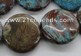 CSD58 15.5 inches 25mm flat round dyed stripe jasper gemstone beads