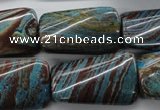 CSD64 15.5 inches 18*30mm twisted rectangle dyed stripe jasper beads