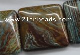 CSD72 15.5 inches 30*30mm square dyed stripe jasper gemstone beads
