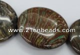 CSD76 15.5 inches 35mm flat round dyed stripe jasper gemstone beads