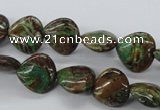 CSD78 15.5 inches 13*13mm heart dyed stripe jasper gemstone beads