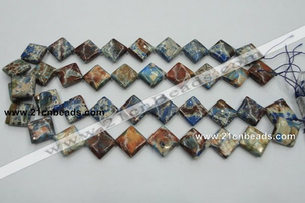 CSE54 15.5 inches 16*16mm diamond dyed natural sea sediment jasper beads