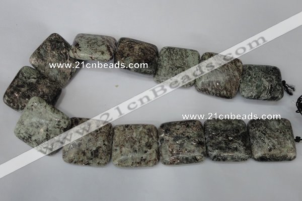 CSI60 15.5 inches 30*30mm square silver scale stone beads wholesale
