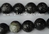 CSI75 15.5 inches 14mm round silver scale stone beads wholesale