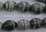 CSJ101 15.5 inches 12*16mm rice green silver line jasper beads