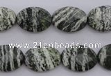 CSJ112 15.5 inches 13*18mm faceted oval green silver line jasper beads